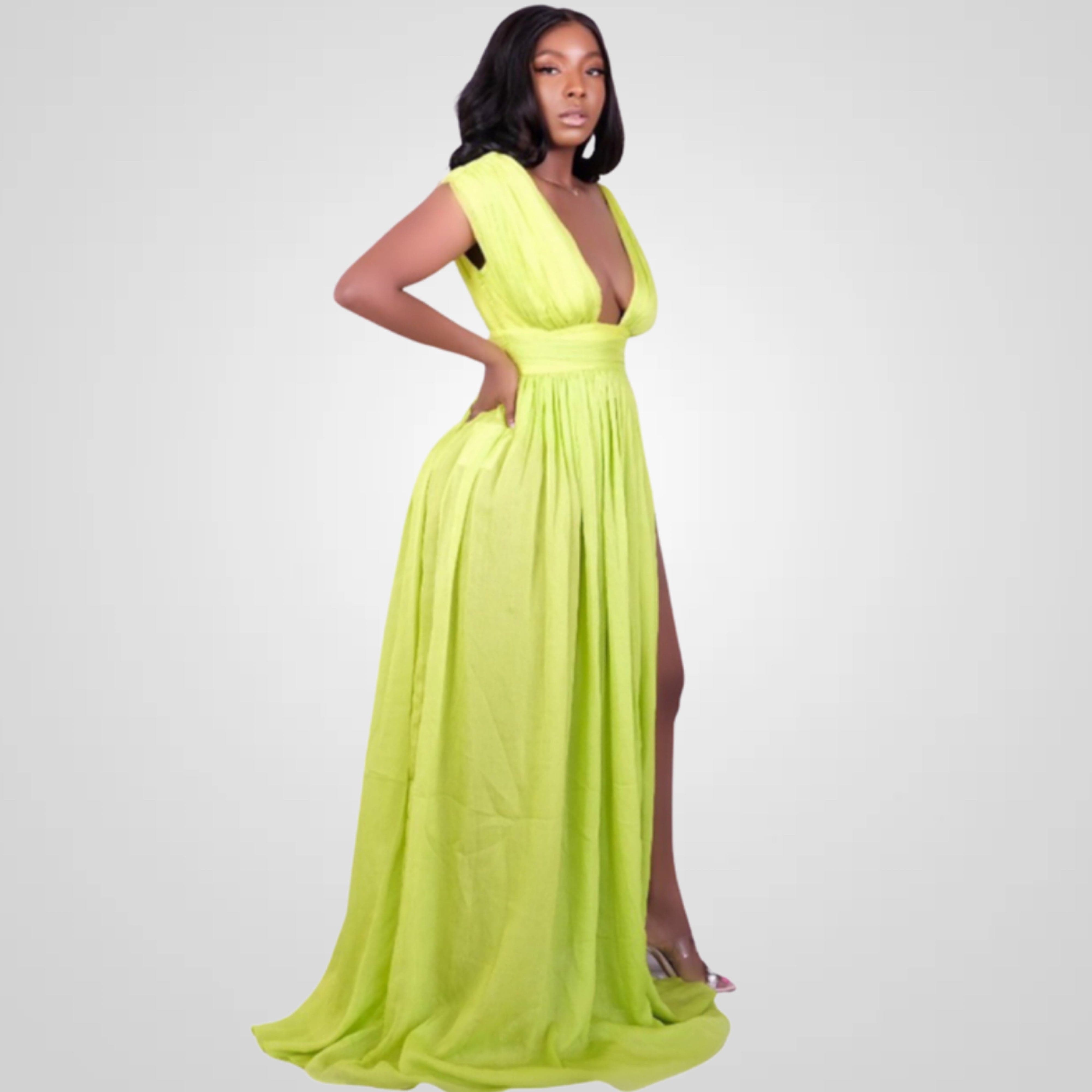 Majestic Midi Dress (Lime)